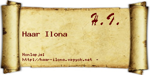 Haar Ilona névjegykártya
